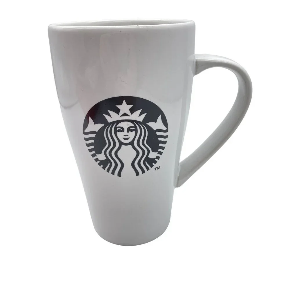 Starbucks 2014 coffee‎ mug white black mermaid 18fl oz tea cup